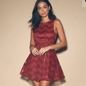 - Sequined Backless Skater Dress